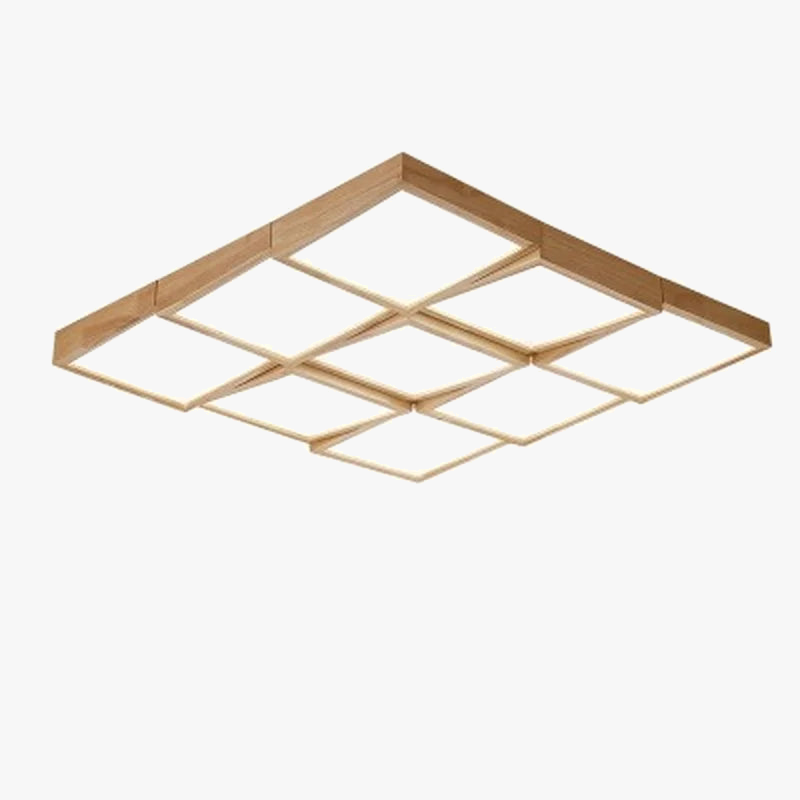 plafonnier à led en bois avec télécommande pour éclairage intérieur