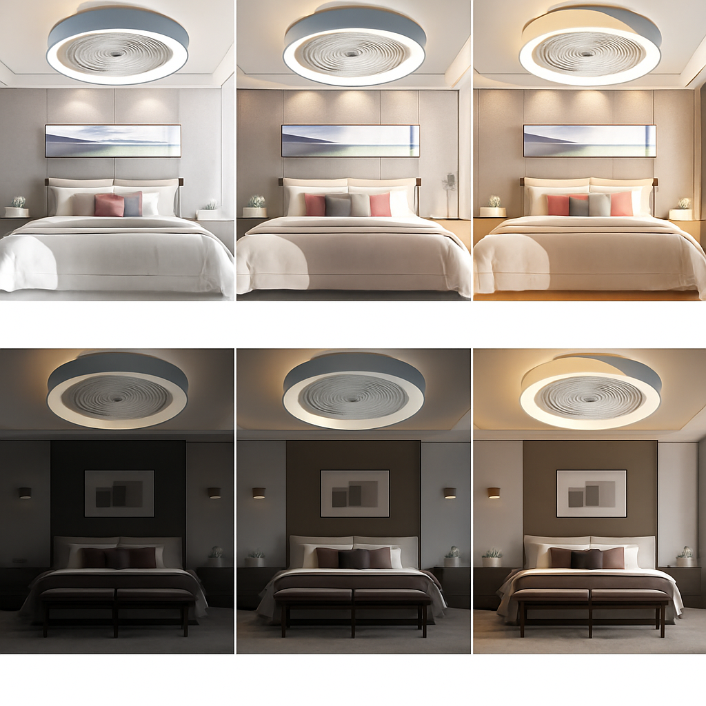 plafonnier led en bois avec ventilateur et télécommande design moderne