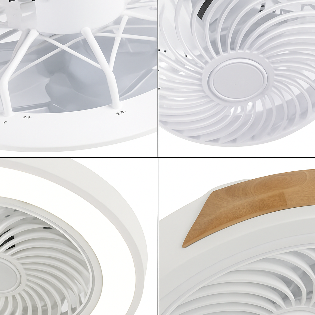 plafonnier led en bois avec ventilateur et télécommande design moderne