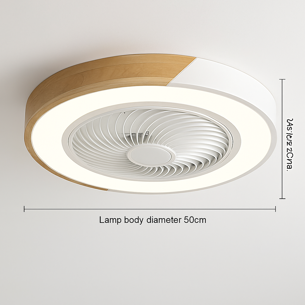 plafonnier led en bois avec ventilateur et télécommande design moderne
