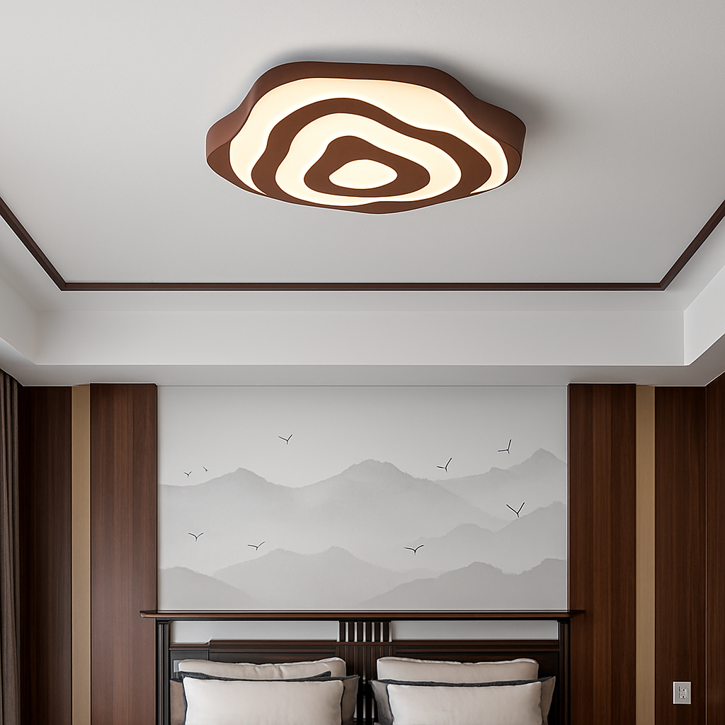 plafonnier led en bois design japonais moderne irrégulier décoratif