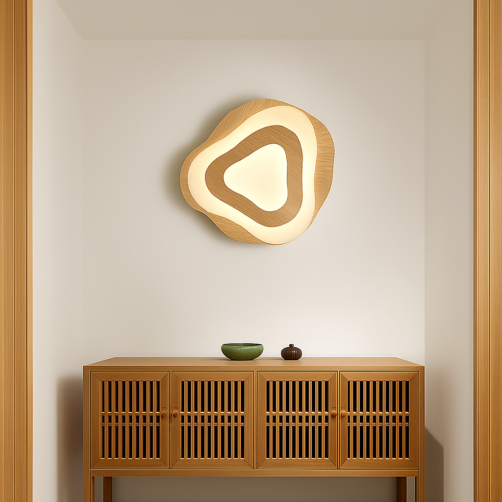 plafonnier led en bois design japonais moderne irrégulier décoratif