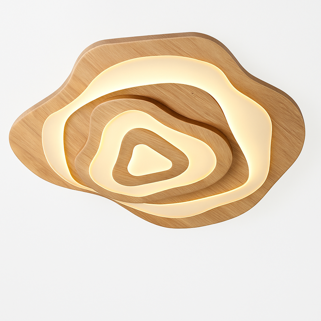plafonnier led en bois design japonais moderne irrégulier décoratif