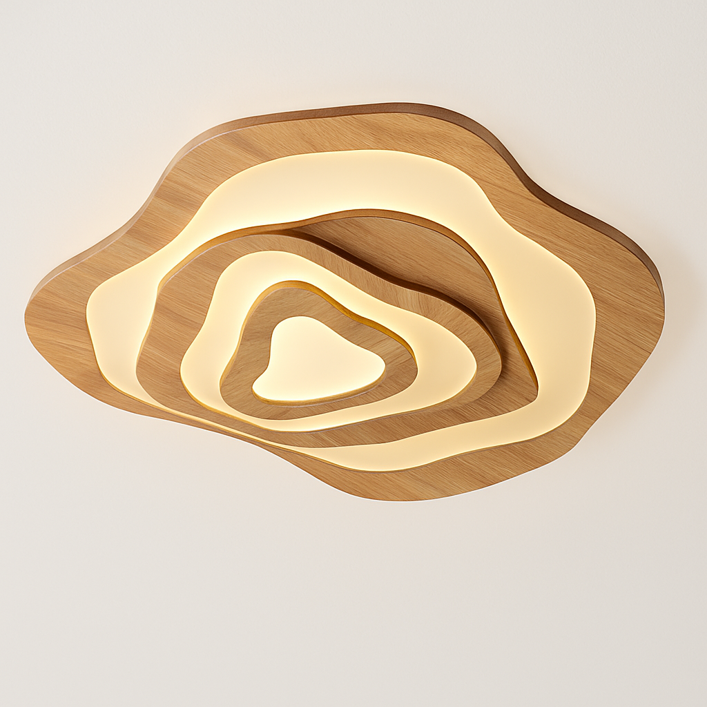 plafonnier led en bois design japonais moderne irrégulier décoratif
