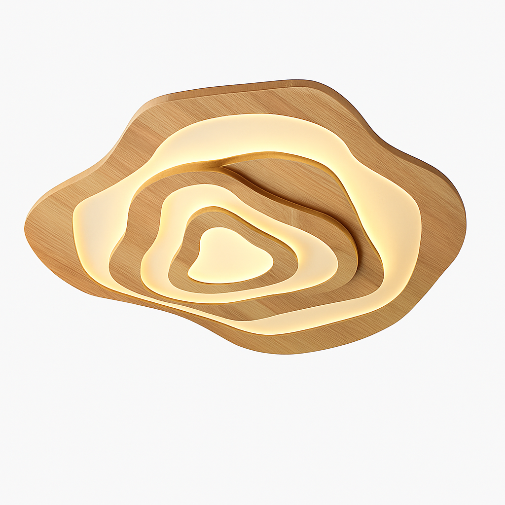 plafonnier led en bois design japonais moderne irrégulier décoratif