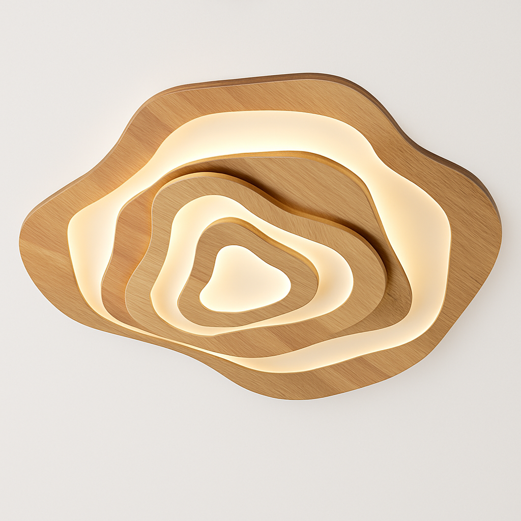 plafonnier led en bois design japonais moderne irrégulier décoratif