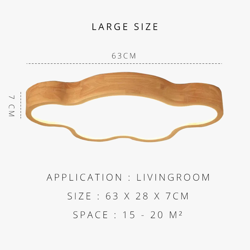 plafonnier led en bois design moderne étoile nuage décoratif