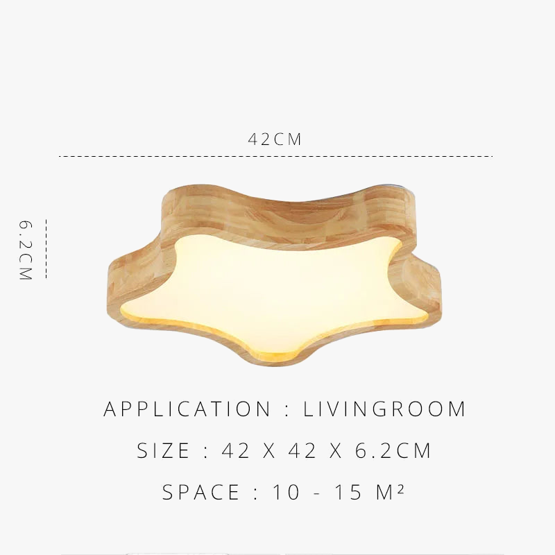 plafonnier led en bois design moderne étoile nuage décoratif