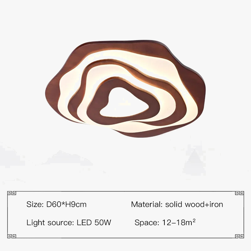 plafonnier led en bois design nordique avec télécommande