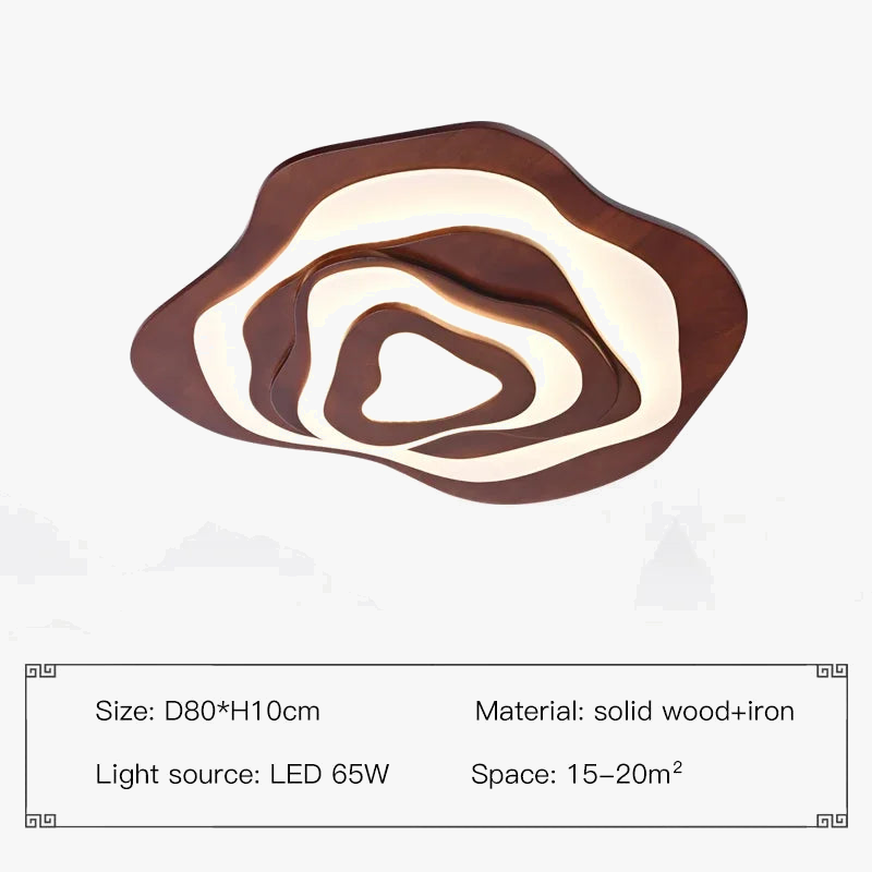 plafonnier led en bois design nordique avec télécommande