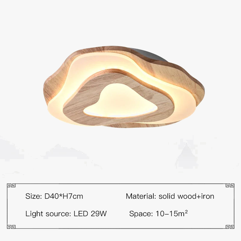 plafonnier led en bois design nordique avec télécommande