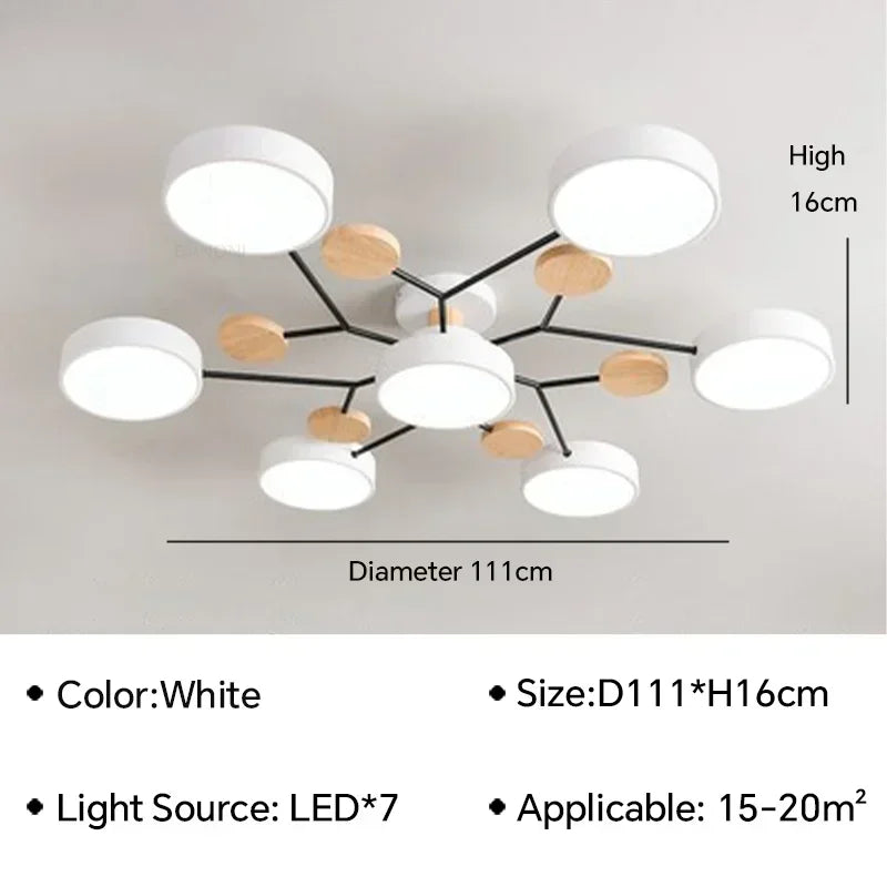 plafonnier LED en bois design nordique pour intérieur élégant