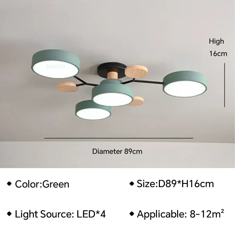 plafonnier LED en bois design nordique pour intérieur élégant