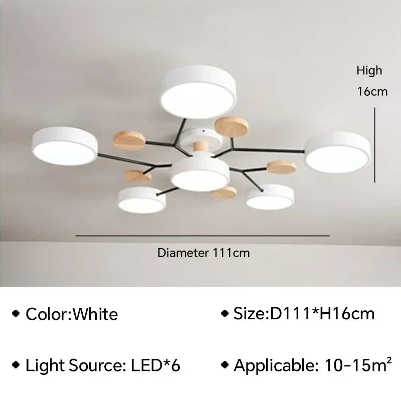 plafonnier LED en bois design nordique pour intérieur élégant