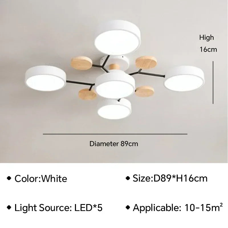plafonnier LED en bois design nordique pour intérieur élégant