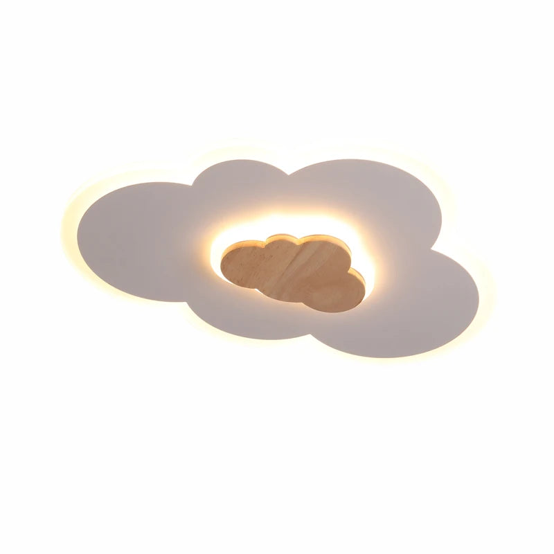 plafonnier led en bois dessin animé pour enfants