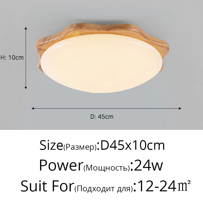 plafonnier led en bois massif avec luminosité variable pour intérieur