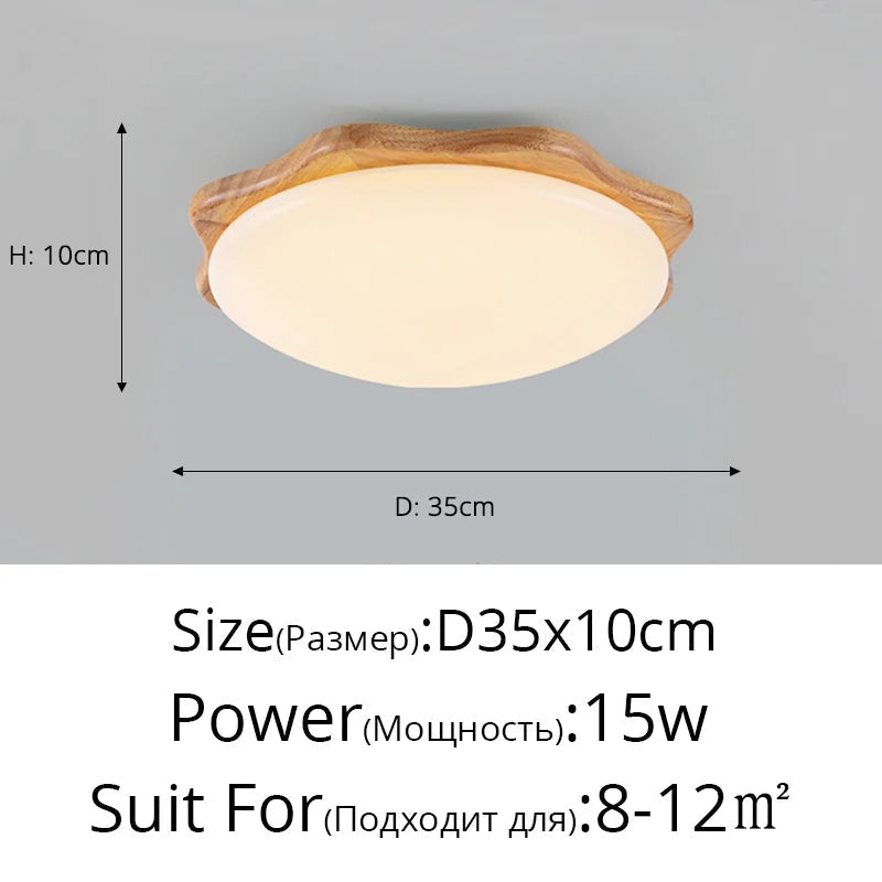 plafonnier led en bois massif avec luminosité variable pour intérieur