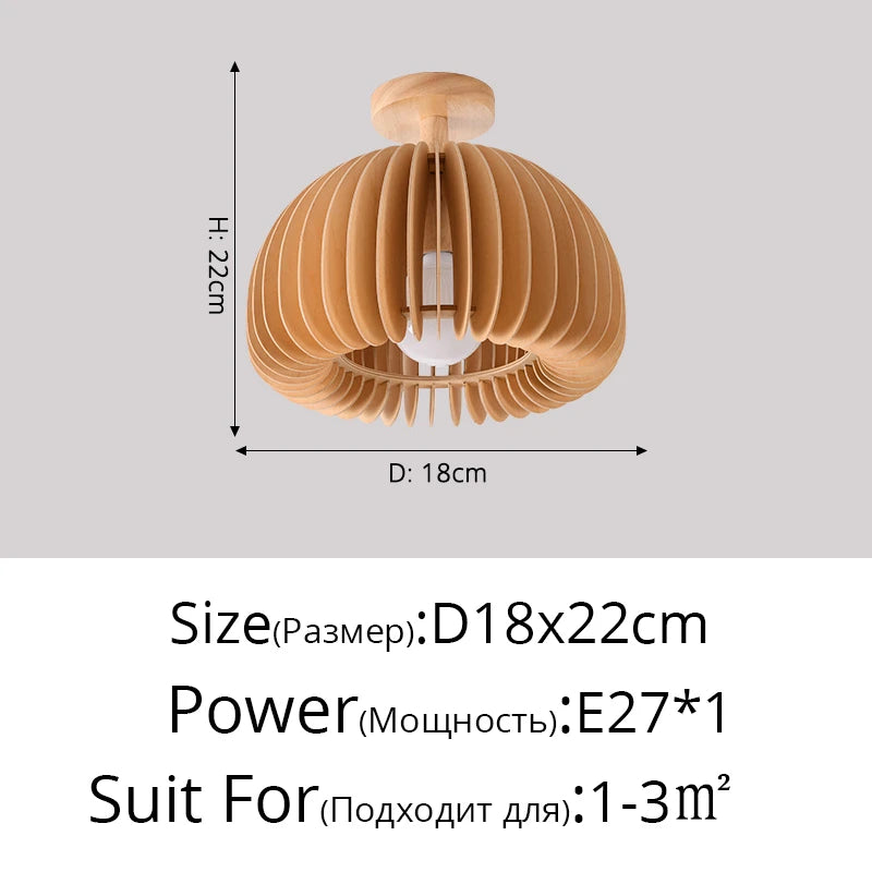 plafonnier led en bois massif design minimaliste moderne