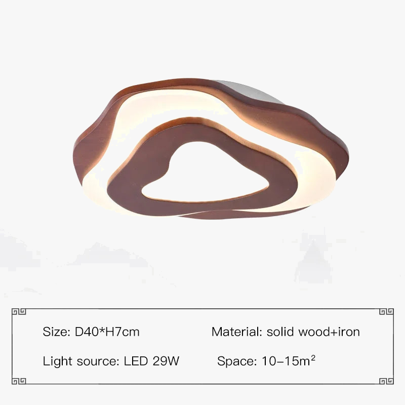plafonnier led en bois nordique avec télécommande design moderne décoratif