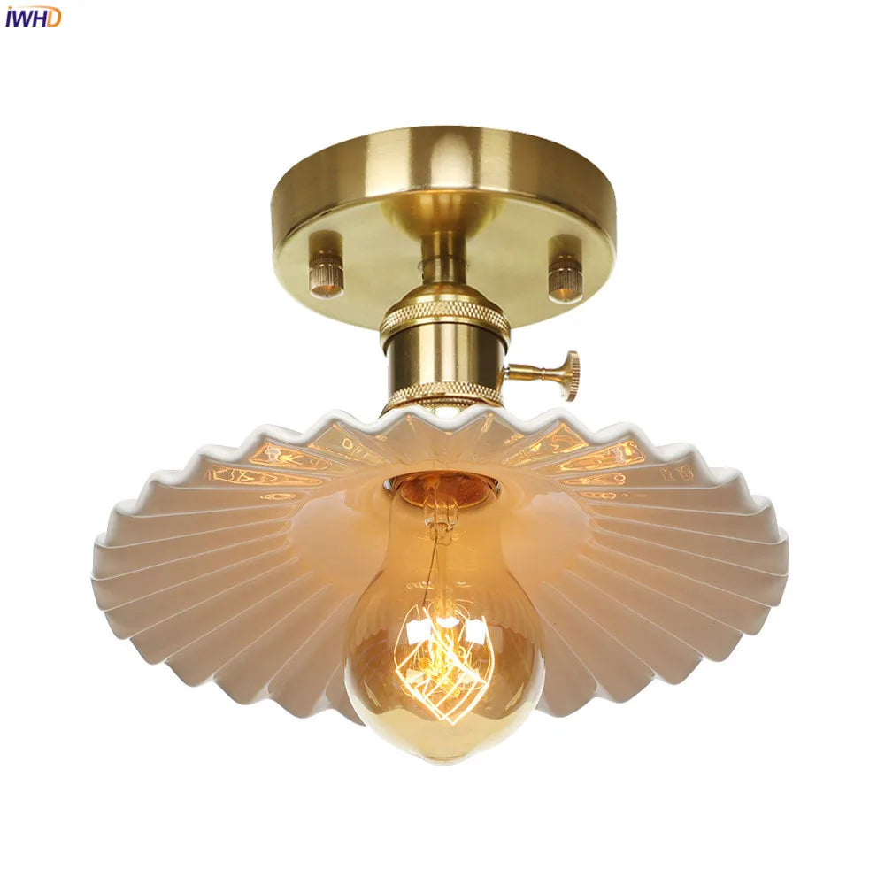 plafonnier led en céramique style nordique et cuivre iwhd lamparas de techo