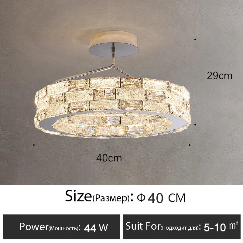 Plafonnier LED en cristal au design moderne