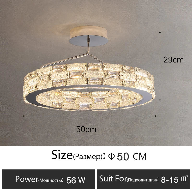 Plafonnier LED en cristal au design moderne
