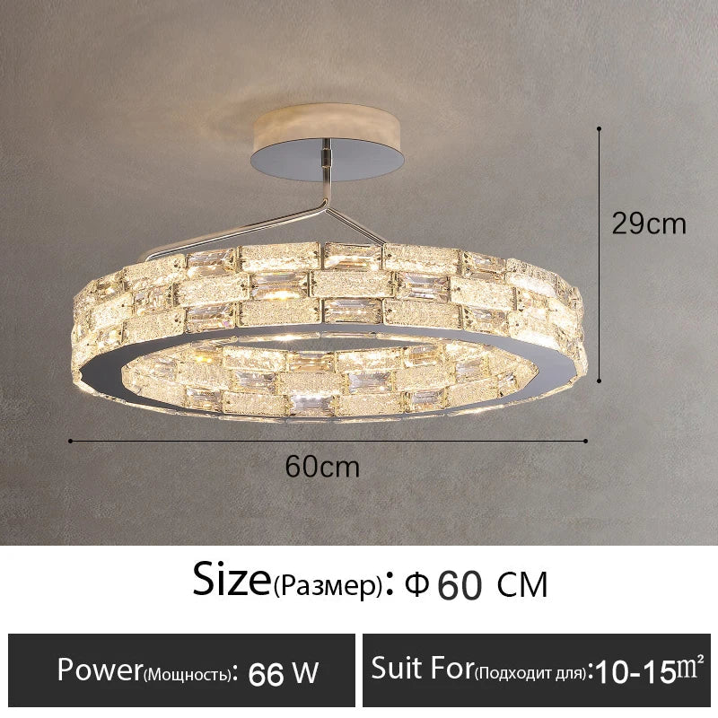 Plafonnier LED en cristal au design moderne