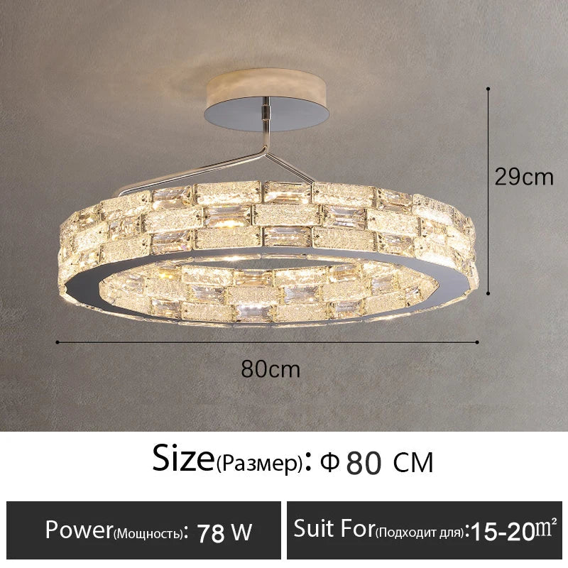 Plafonnier LED en cristal au design moderne