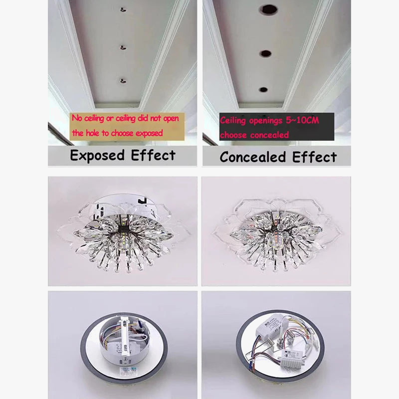 plafonnier led en cristal de luxe pour décoration balcon