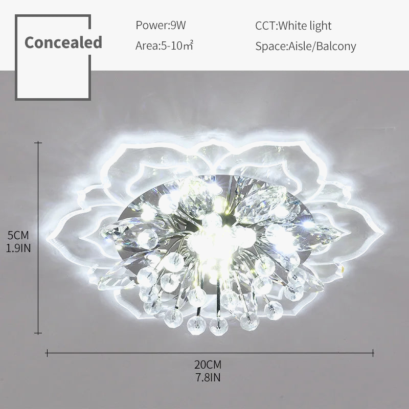 plafonnier led en cristal de luxe pour décoration balcon