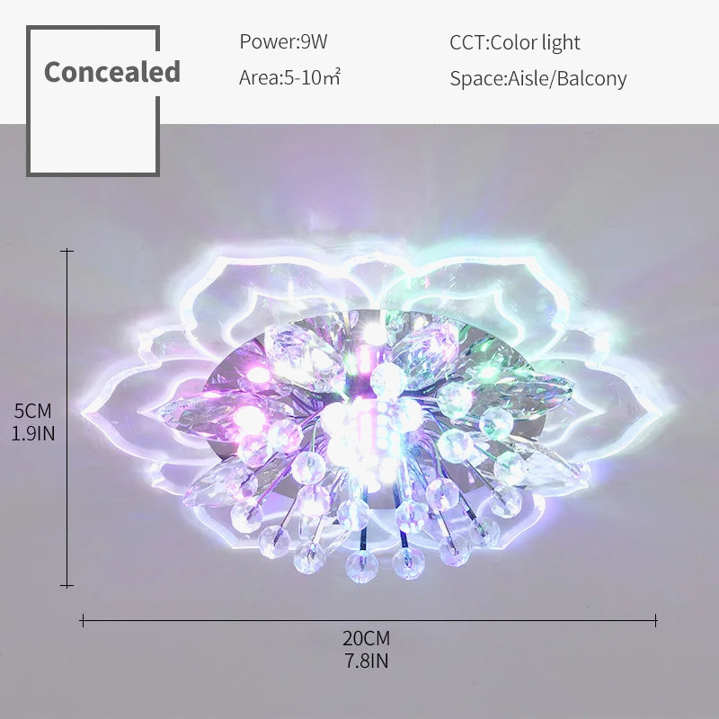 plafonnier led en cristal de luxe pour décoration balcon