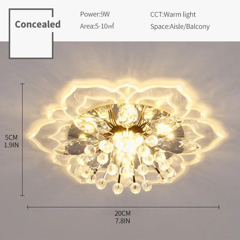 plafonnier led en cristal de luxe pour décoration balcon