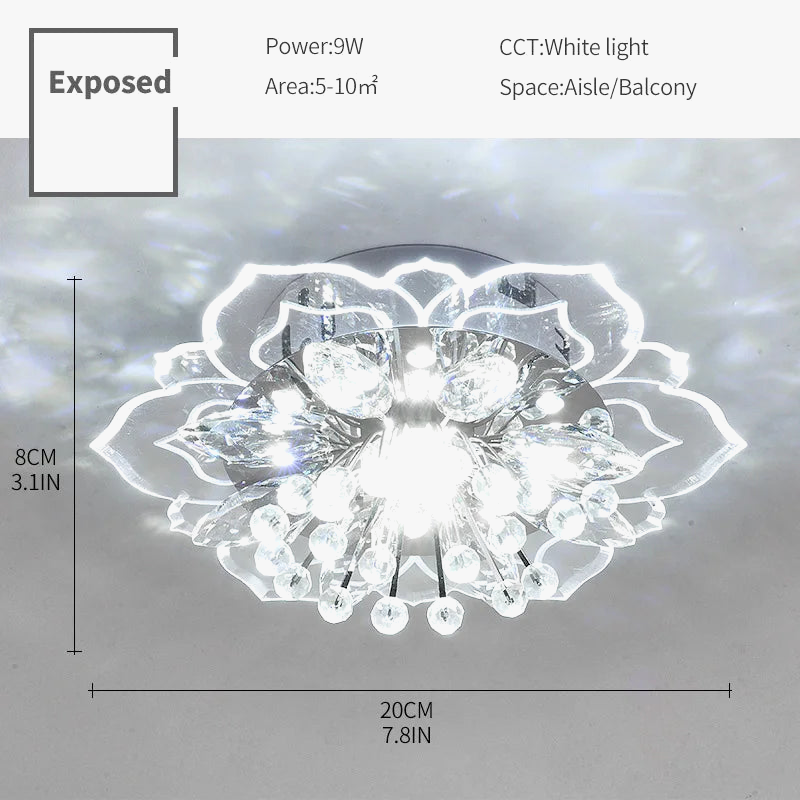 plafonnier led en cristal de luxe pour décoration balcon
