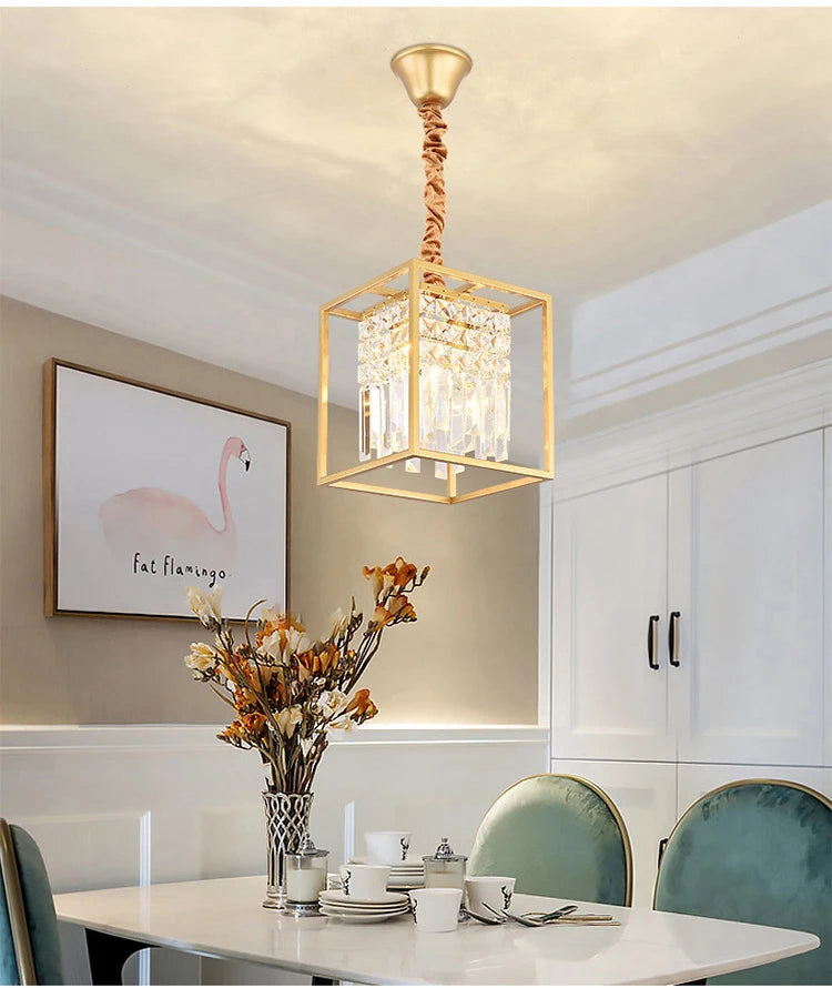 plafonnier led en cristal doré pour décoration moderne