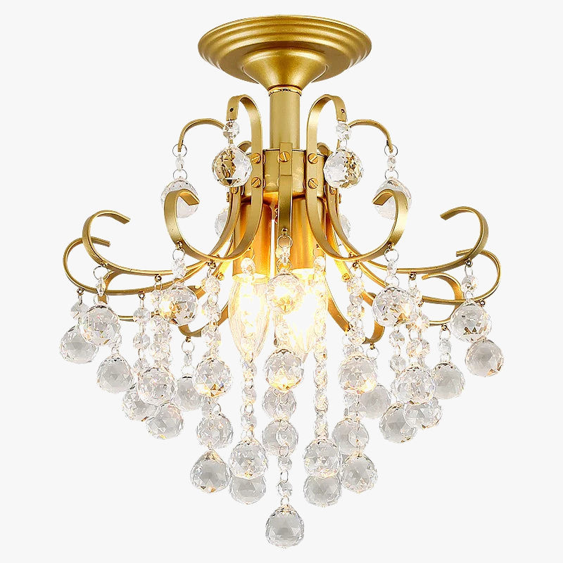 plafonnier led en cristal doré pour décoration moderne