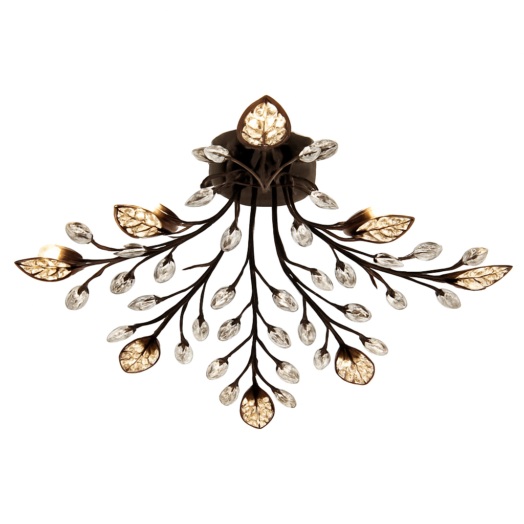 Plafonnier LED en cristal en forme de fleurs et feuilles