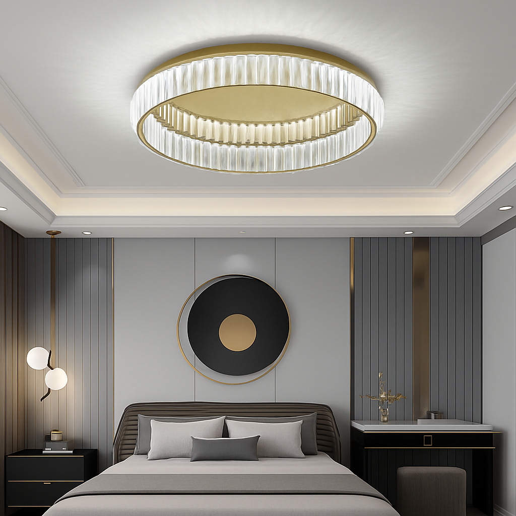 plafonnier led en cristal italien design haut de gamme pour décoration intérieure