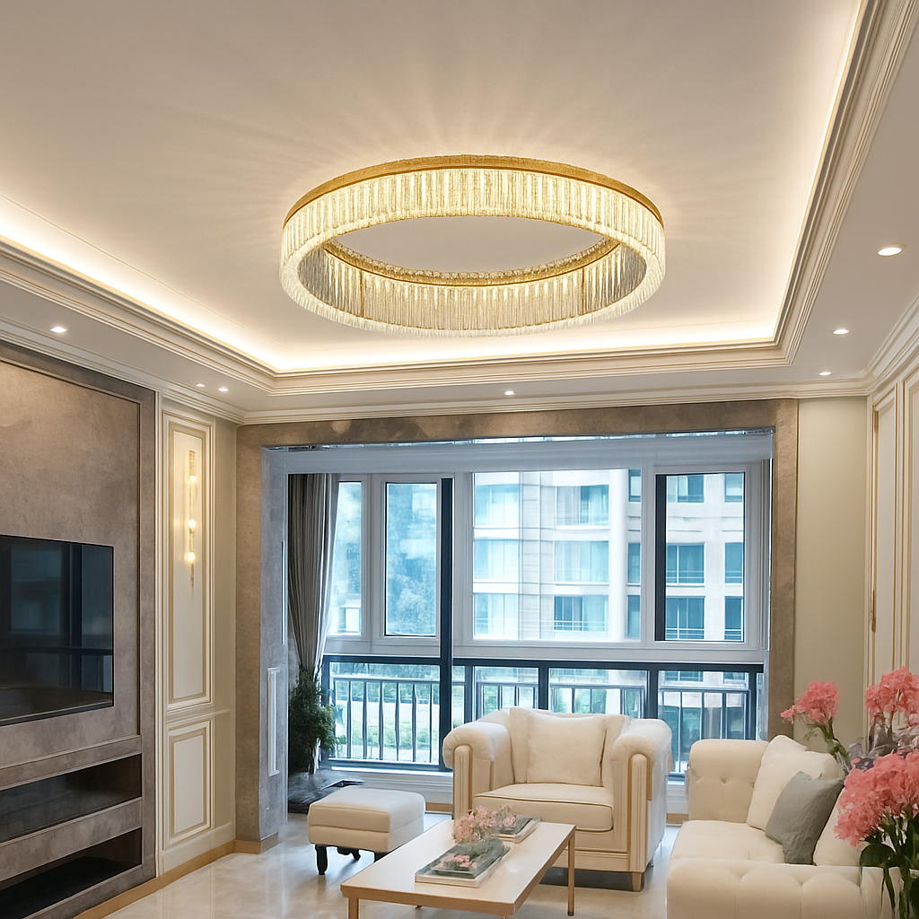 plafonnier led en cristal italien design haut de gamme pour décoration intérieure
