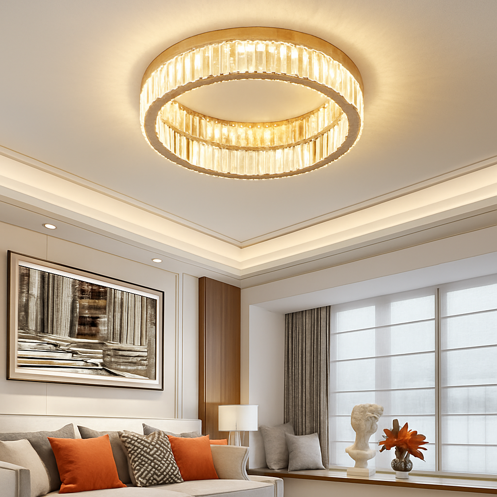 plafonnier led en cristal italien design haut de gamme pour décoration intérieure