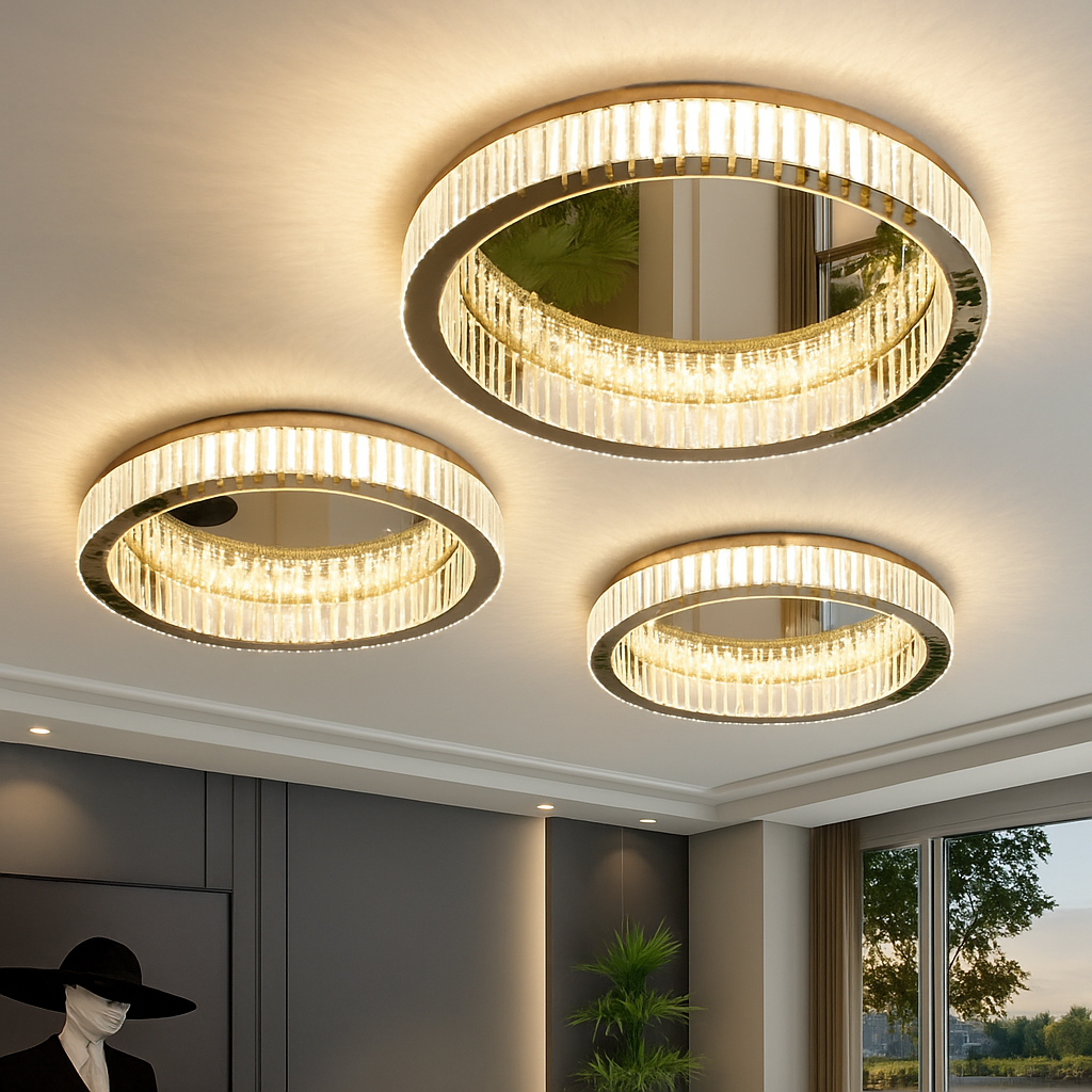 plafonnier led en cristal italien design haut de gamme pour décoration intérieure