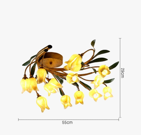 plafonnier led en forme de fleur en verre et fer nordique