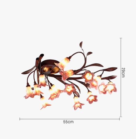 plafonnier led en forme de fleur en verre et fer nordique