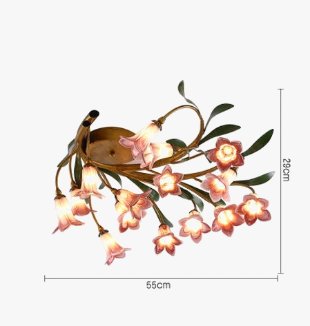 plafonnier led en forme de fleur en verre et fer nordique