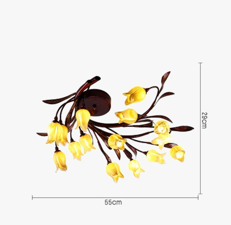 plafonnier led en forme de fleur en verre et fer nordique