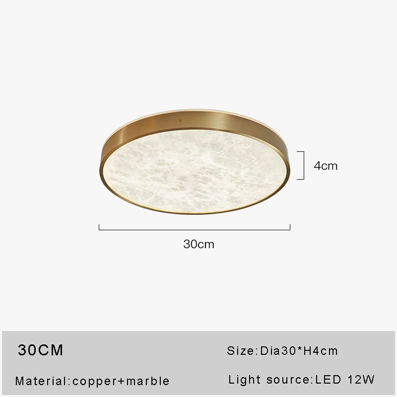 plafonnier led en marbre au design moderne en cuivre brossé