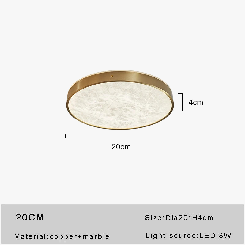 plafonnier led en marbre au design moderne en cuivre brossé