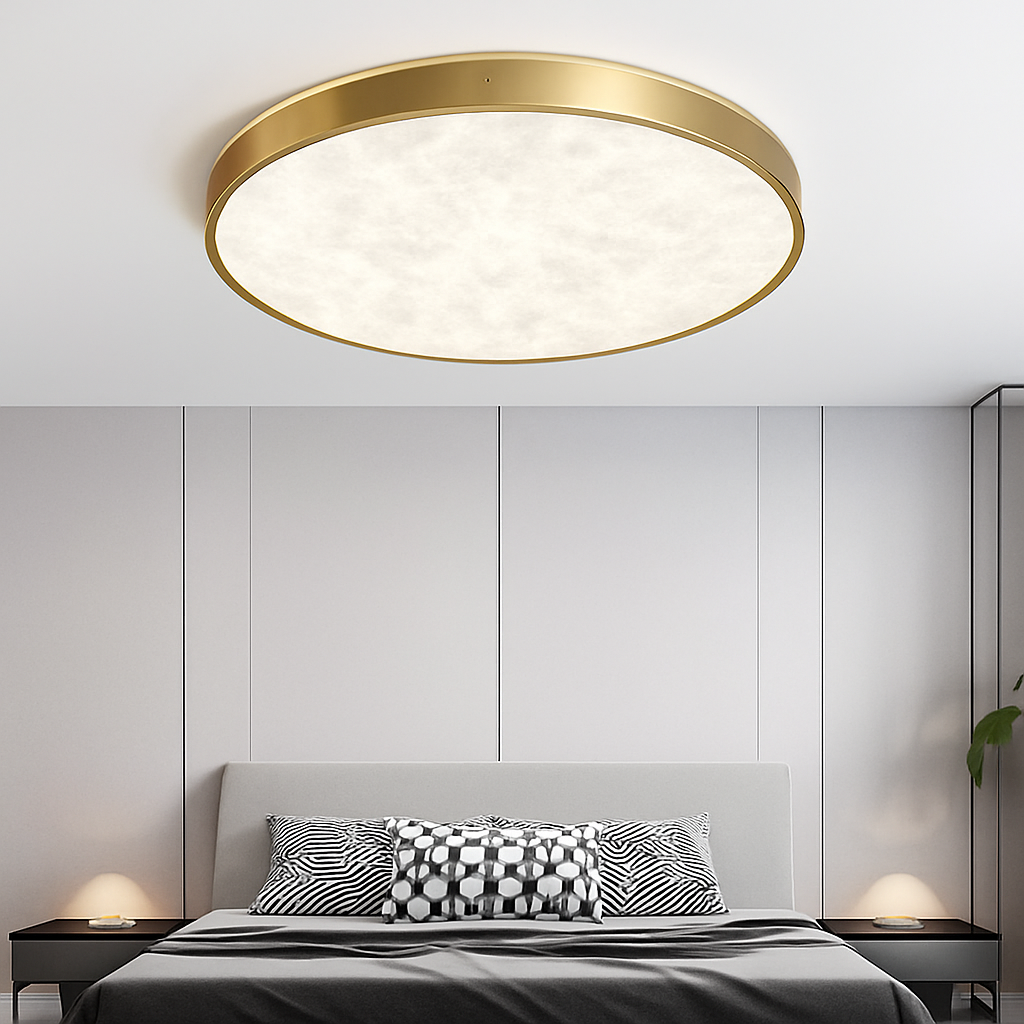 plafonnier led en marbre fin design simple et moderne en cuivre brossé