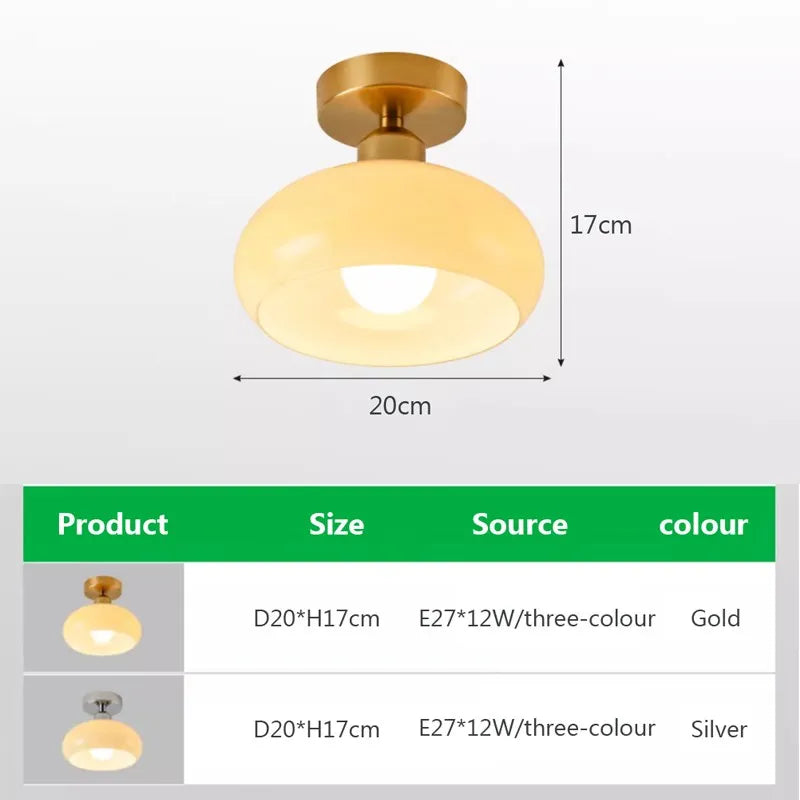 Plafonnier LED en verre nordique rétro crème décor lampe or E27 éclairage pour allée couloir salon luminaires d'intérieur Lustre