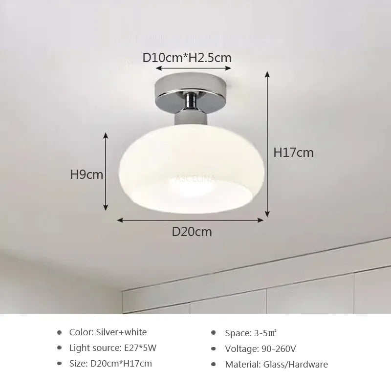 Plafonnier LED en verre nordique rétro crème décor lampe or E27 éclairage pour allée couloir salon luminaires d'intérieur Lustre